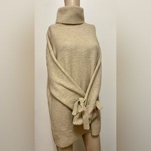 ZARA Knit Tan Oversized Turtleneck Sweater Dress Women’s M. EUC